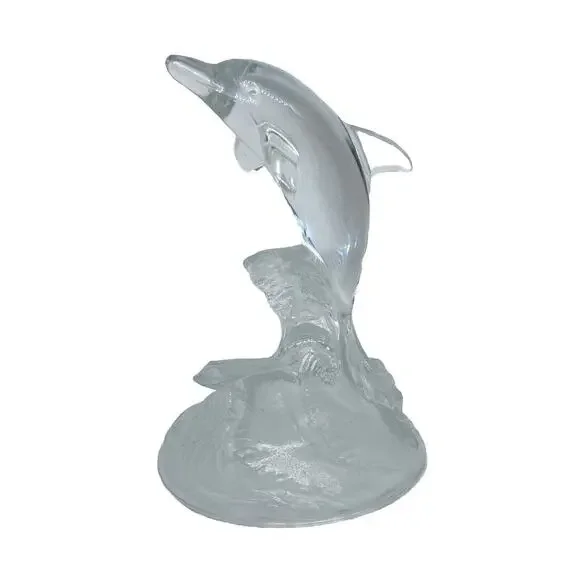 Cristal D’Arques Dolphin Figurine Clear 24% Lead Crystal Made in France Vintage - Picture 2 of 8
